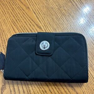 Vera Bradley Performance Twill Turn Lock Wallet Pattern: Black Like New